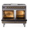 ILVE UPD40FNMPMGG Nostalgie II 40" Dual Fuel Range, oven doors opened