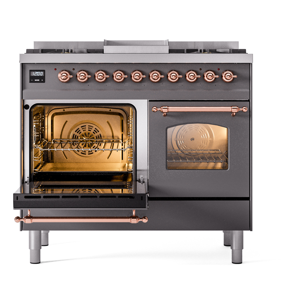 ILVE UPD40FNMPMGPLP Nostalgie II 40" Dual Fuel Range, main oven door opened