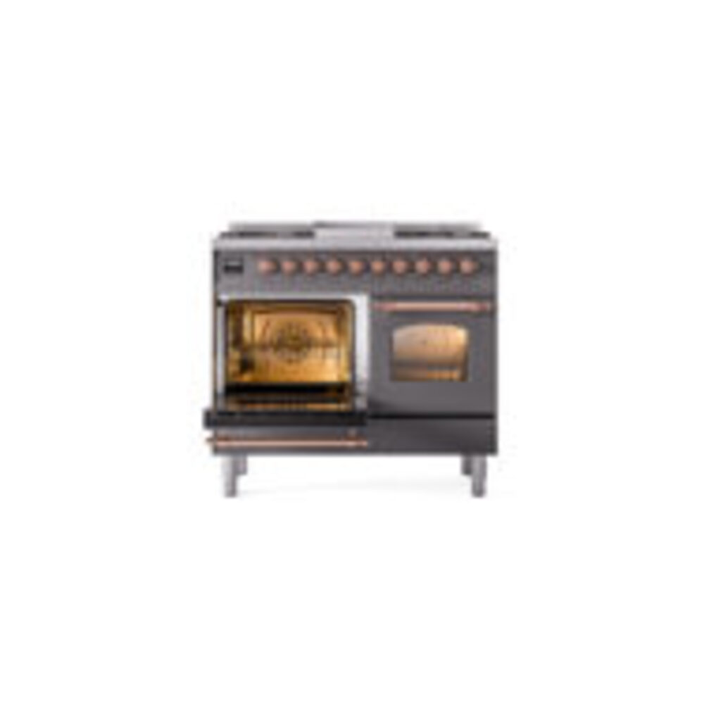 ILVE UPD40FNMPMGPLP Nostalgie II 40" Dual Fuel Range, main oven door opened