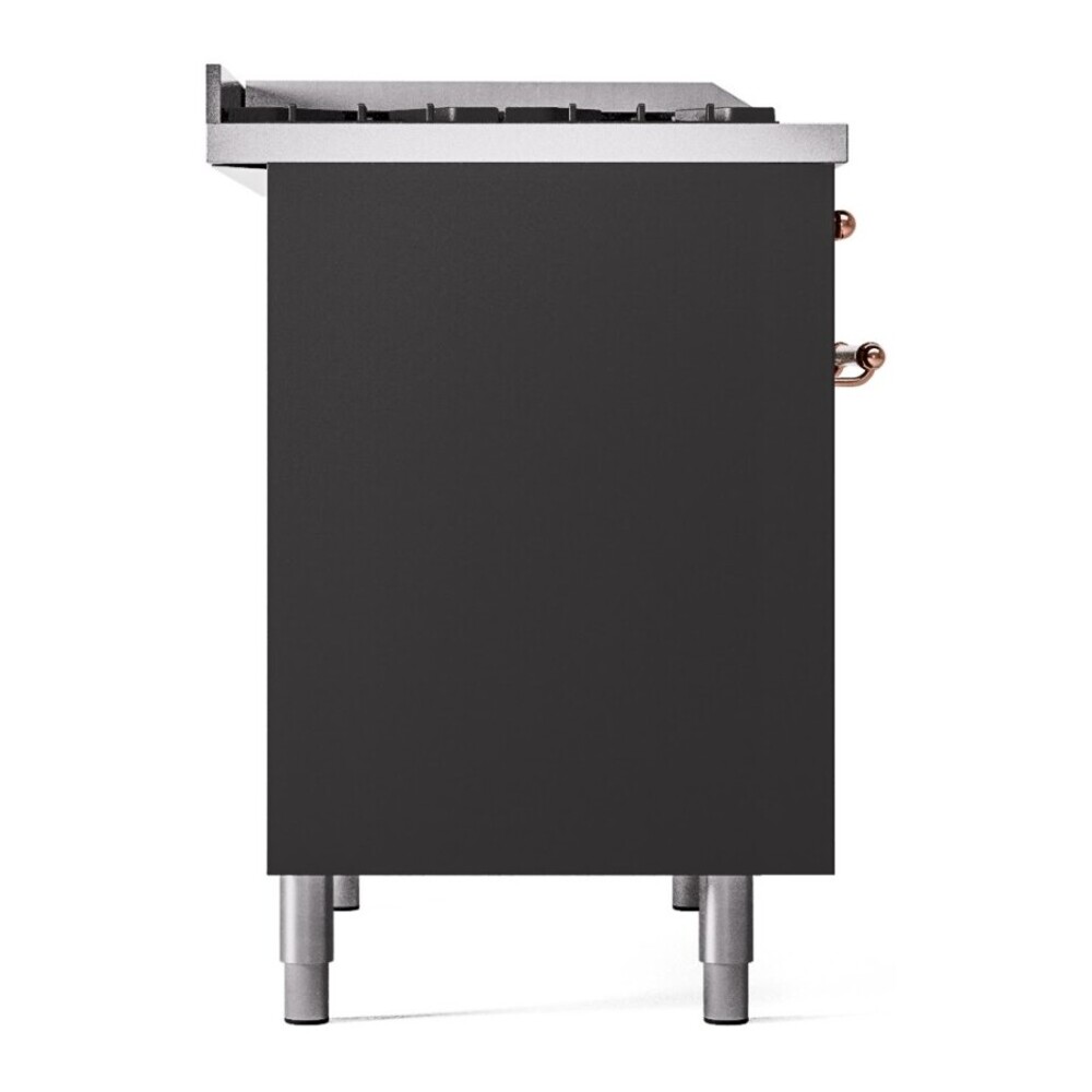 ILVE UPD40FNMPMGP Nostalgie II 40 inch Dual Fuel Range with Double Ovens, 6 Burners and Griddle (Natural Gas, Triple Glass Door, Graphite Matte, Copper) 12 ILVE UPD40FNMPMGP left side