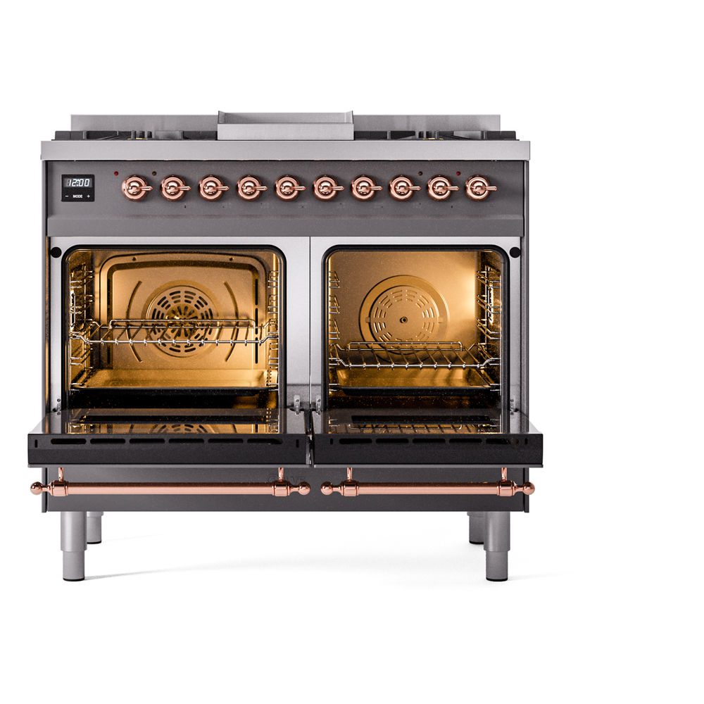 ILVE UPD40FNMPMGP Nostalgie II 40" Dual Fuel Range, oven doors opened