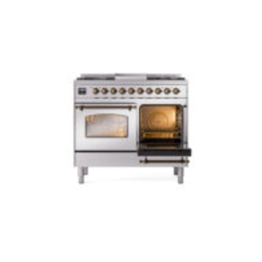 ILVE UPD40FNMPSSBLP Nostalgie II 40" Dual Fuel Range, side oven door opened