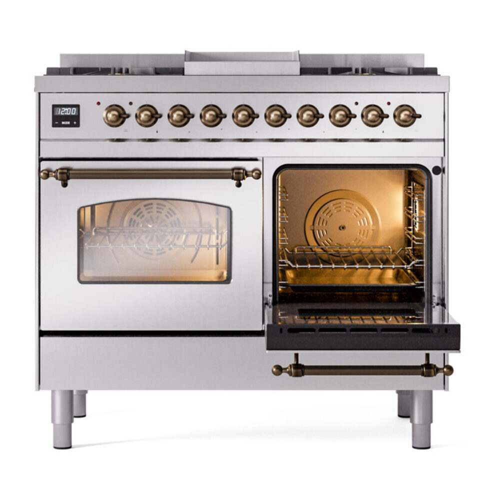 ILVE UPD40FNMPSSBLP Nostalgie II 40" Dual Fuel Range, side oven door opened
