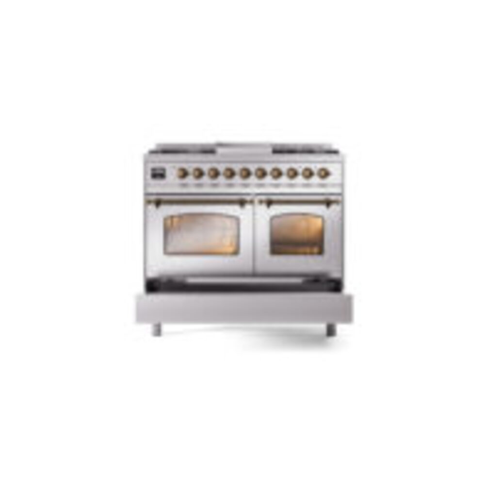 ILVE UPD40FNMPSSBLP Nostalgie II 40" Dual Fuel Range, drawer opened