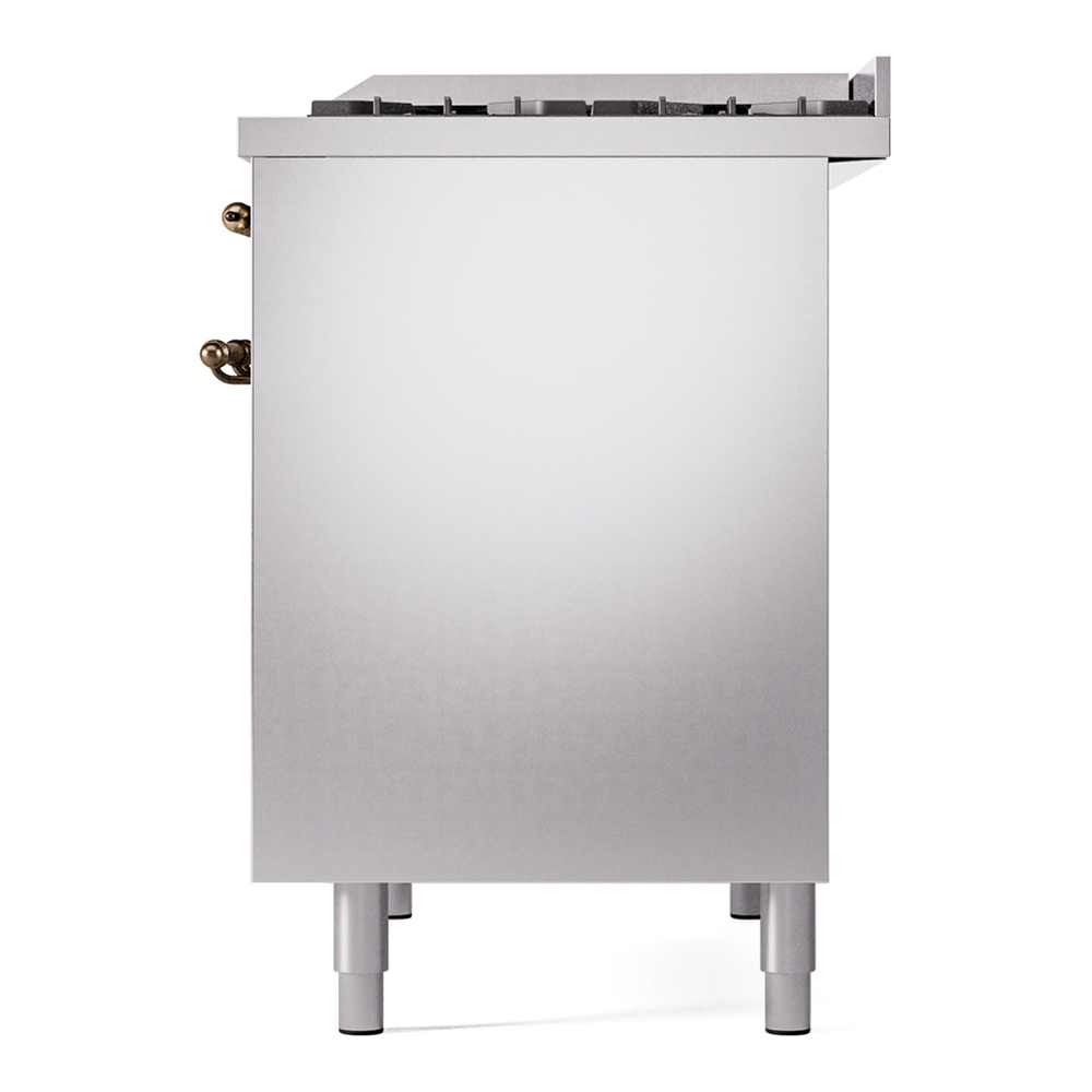 ILVE UPD40FNMPSSBLP Nostalgie II 40 inch Dual Fuel Range with Double Ovens, 6 Burners and Griddle (Liquid Propane, Triple Glass Door, Stainless Steel, Burnished) 13 ILVE UPD40FNMPSSBLP Nostalgie II 40" Dual Fuel Range, right side view