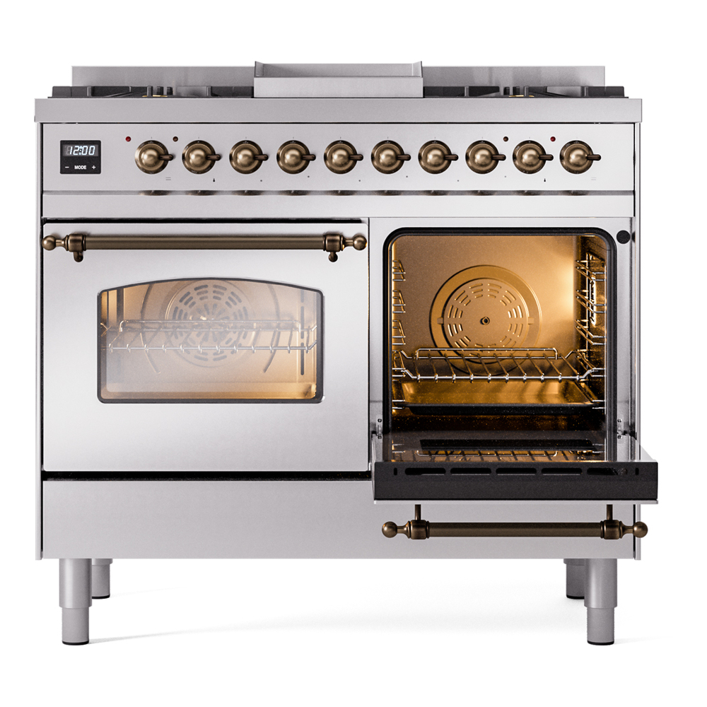 ILVE UPD40FNMPSSB Nostalgie II 40" Dual Fuel Range, side oven door opened