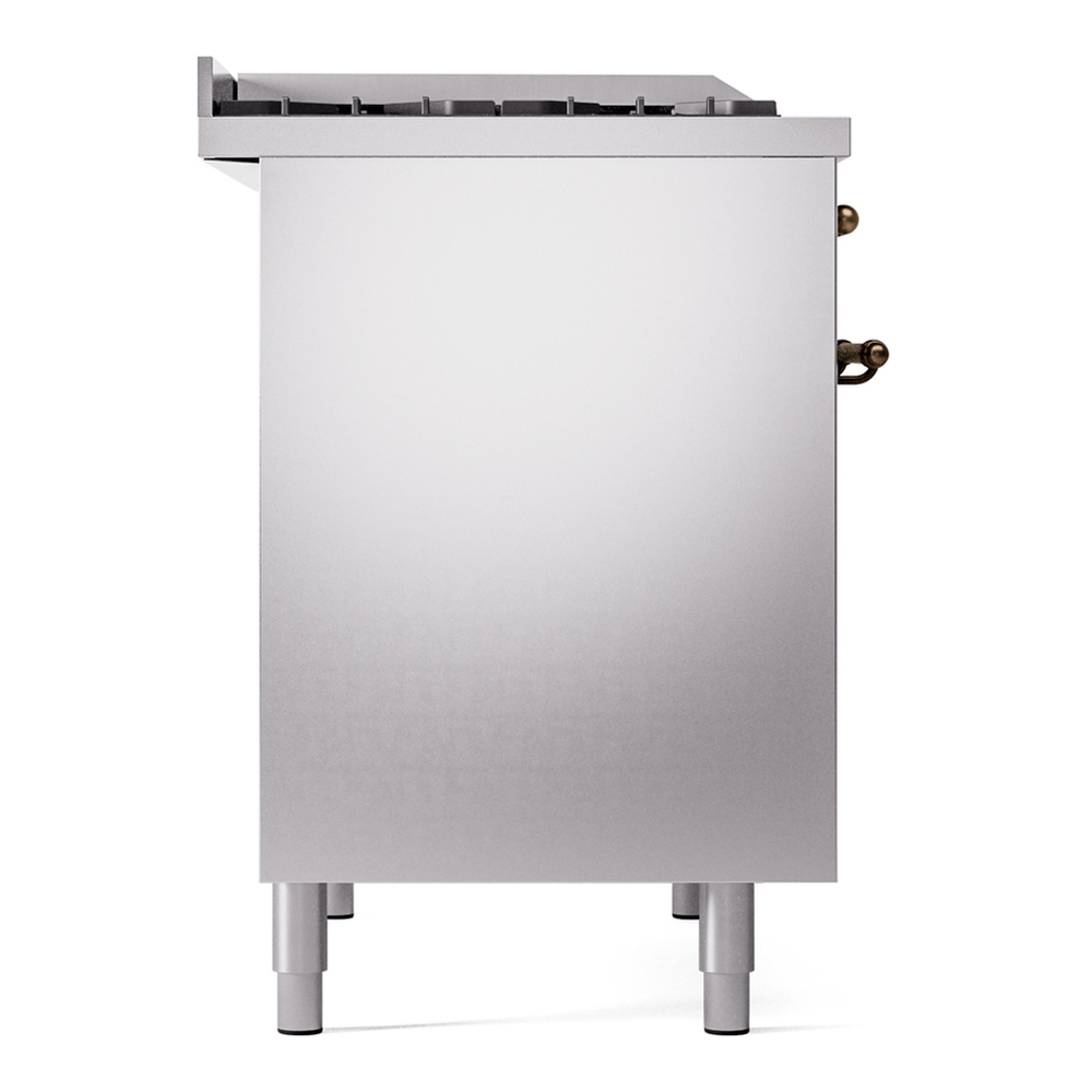 ILVE UPD40FNMPSSB Nostalgie II 40 inch Dual Fuel Range with Double Ovens, 6 Burners and Griddle (Natural Gas, Triple Glass Door, Stainless Steel, Burnished) 12 ILVE UPD40FNMPSSB Nostalgie II 40" Dual Fuel Range, left side view