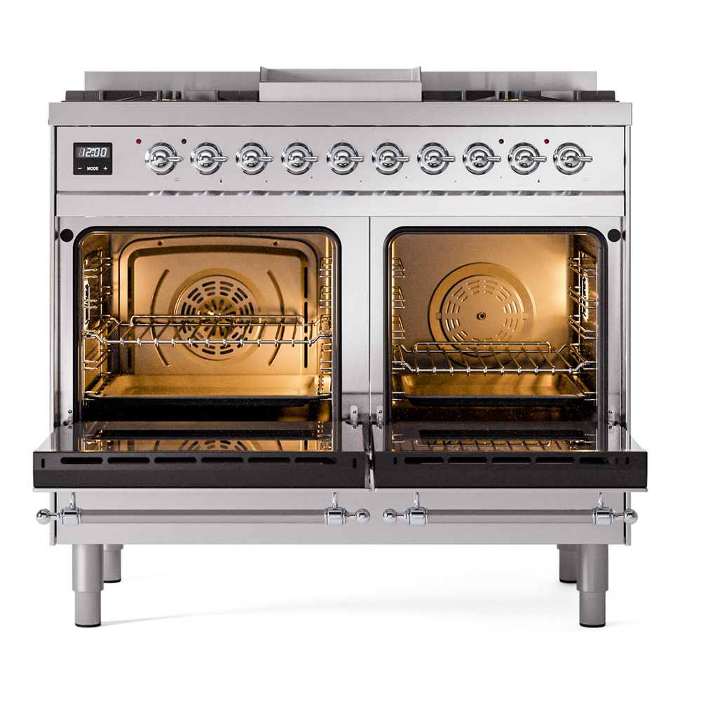 ILVE UPD40FNMPSSC Nostalgie II 40" Dual Fuel Range, oven doors opened