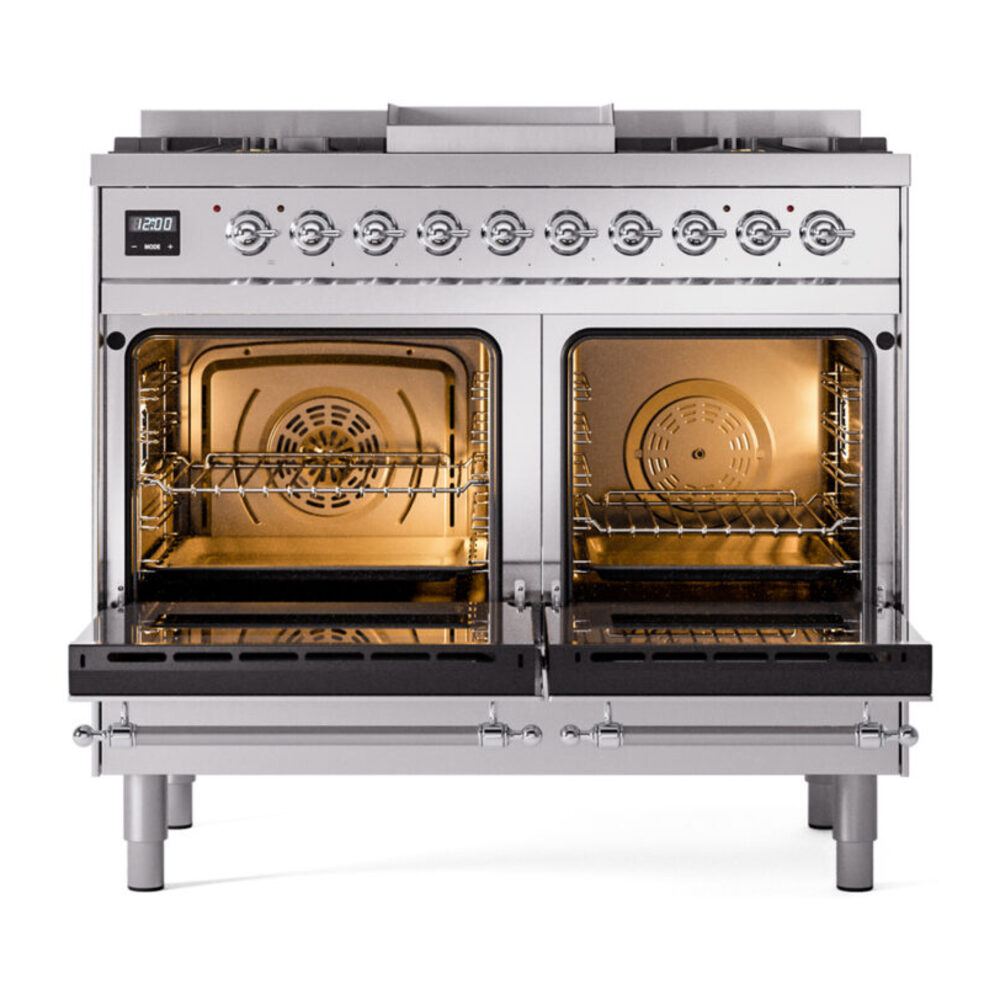 ILVE UPD40FNMPSSC Nostalgie II 40" Dual Fuel Range, oven doors opened