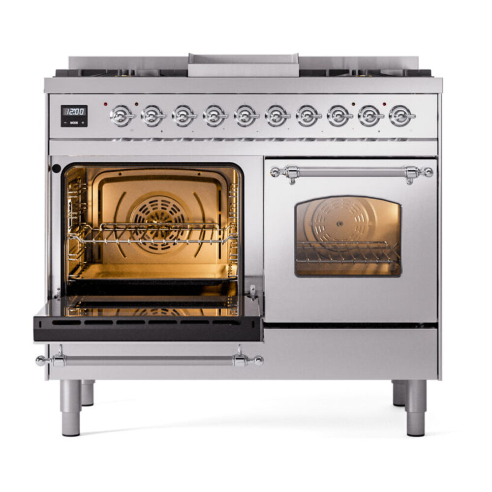 ILVE UPD40FNMPSSC Nostalgie II 40" Dual Fuel Range, main oven door opened