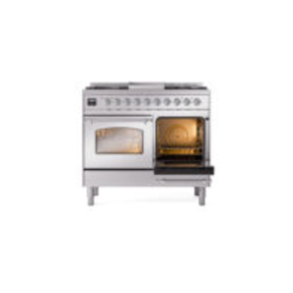 ILVE UPD40FNMPSSC Nostalgie II 40" Dual Fuel Range, side oven door opened