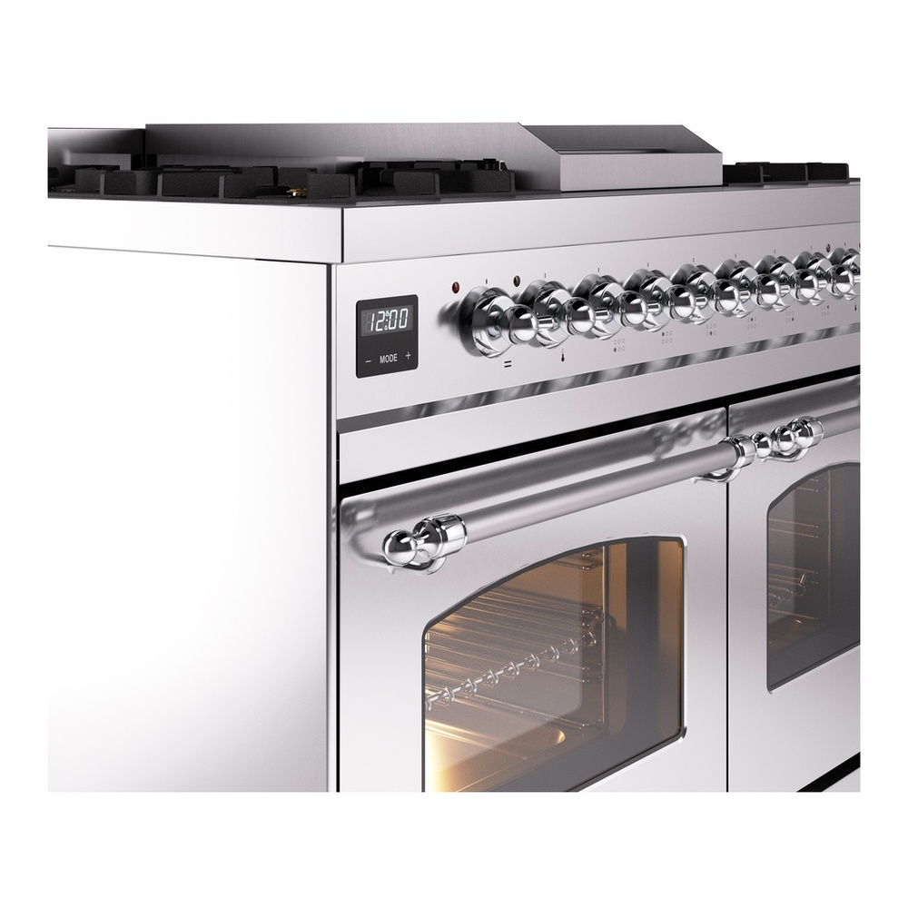 ILVE UPD40FNMPSSCLP Nostalgie II 40 inch Dual Fuel Range with Double Ovens, 6 Burners and Griddle (Liquid Propane, Triple Glass Door, Stainless Steel, Chrome) 10 ILVE UPD40FNMPSSC Nostalgie II 40" Dual Fuel Range, details