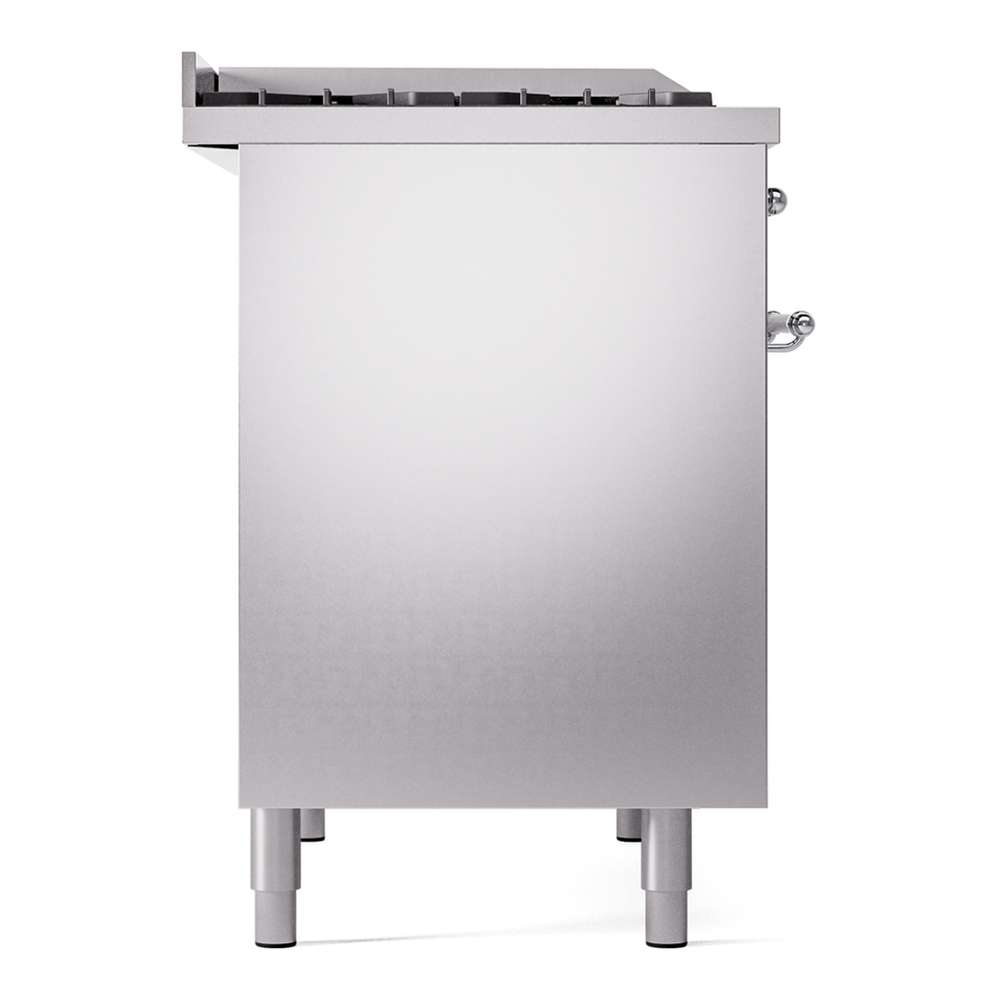 ILVE UPD40FNMPSSCLP Nostalgie II 40 inch Dual Fuel Range with Double Ovens, 6 Burners and Griddle (Liquid Propane, Triple Glass Door, Stainless Steel, Chrome) 12 ILVE UPD40FNMPSSC Nostalgie II 40" Dual Fuel Range, left side view