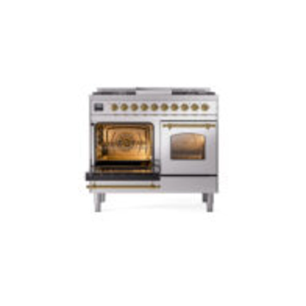 ILVE UPD40FNMPSSGLP Nostalgie II 40" Dual Fuel Range, main oven door opened