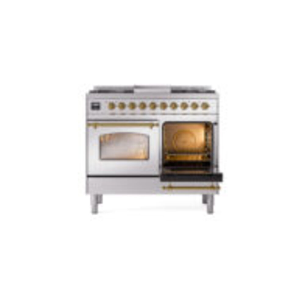 ILVE UPD40FNMPSSGLP Nostalgie II 40" Dual Fuel Range, side oven door opened