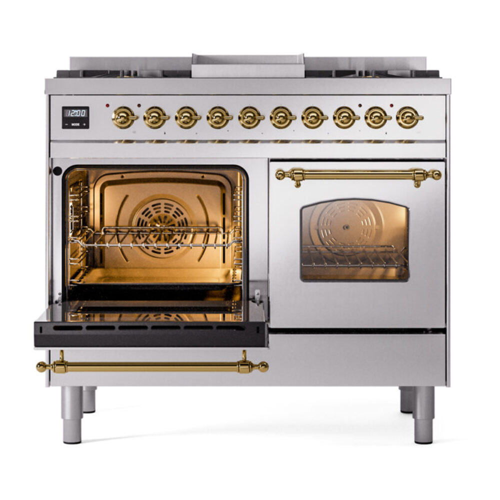 ILVE UPD40FNMPSSG Nostalgie II 40" Dual Fuel Range, main oven door opened
