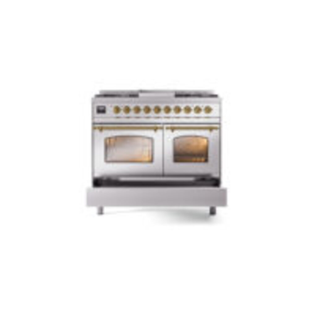 ILVE UPD40FNMPSSG Nostalgie II 40" Dual Fuel Range, drawer opened
