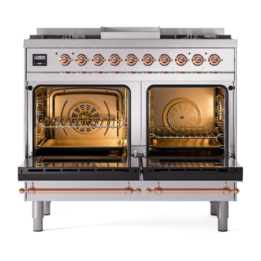ILVE UPD40FNMPSSPLP Nostalgie II 40" Dual Fuel Range, oven doors opened