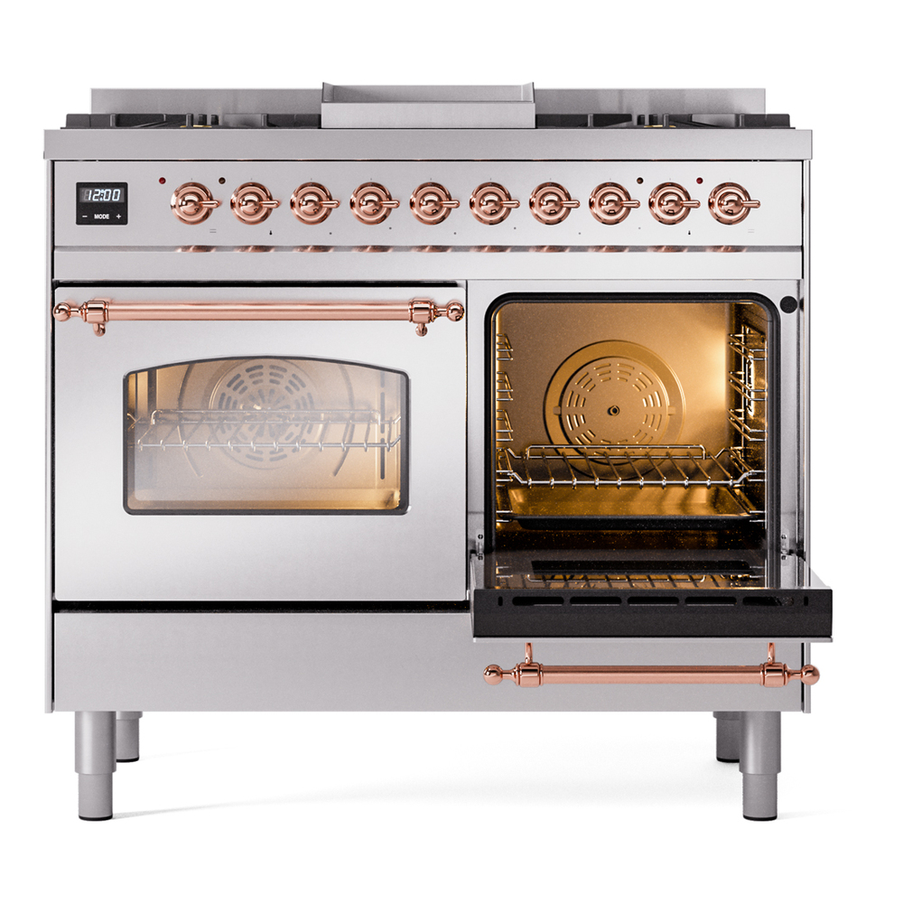 ILVE UPD40FNMPSSPLP Nostalgie II 40" Dual Fuel Range, side oven door opened