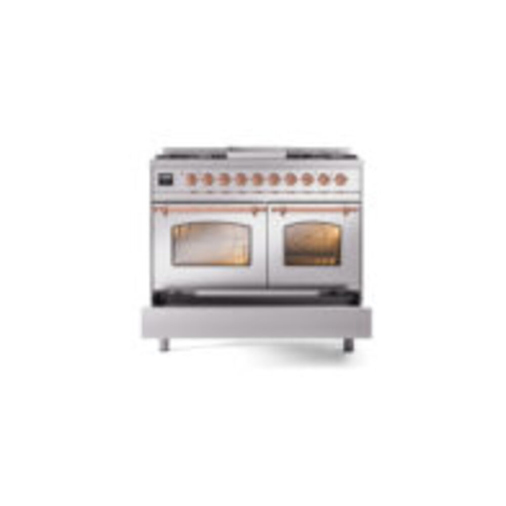ILVE UPD40FNMPSSPLP Nostalgie II 40" Dual Fuel Range, drawer opened