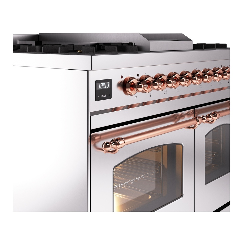 ILVE UPD40FNMPSSPLP Nostalgie II 40 inch Dual Fuel Range with Double Ovens, 6 Burners and Griddle (Liquid Propane, Triple Glass Door, Stainless Steel, Copper) 10 ILVE UPD40FNMPSSPLP Nostalgie II 40" Dual Fuel Range, details