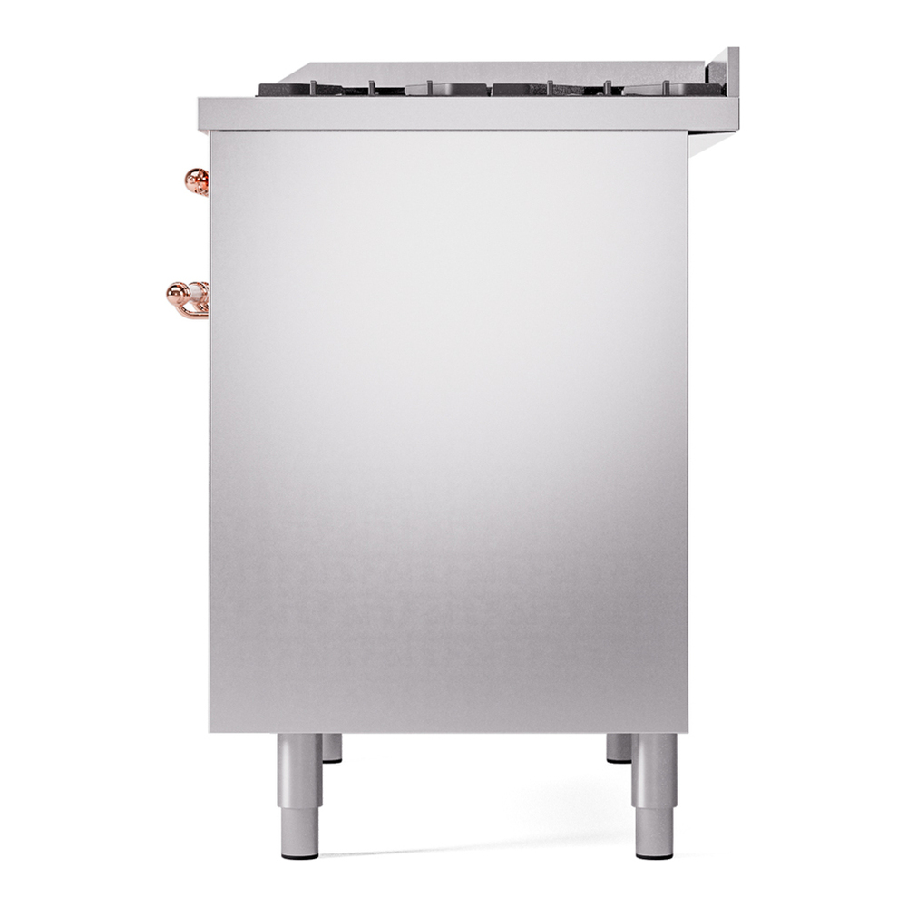 ILVE UPD40FNMPSSPLP Nostalgie II 40 inch Dual Fuel Range with Double Ovens, 6 Burners and Griddle (Liquid Propane, Triple Glass Door, Stainless Steel, Copper) 13 ILVE UPD40FNMPSSPLP Nostalgie II 40" Dual Fuel Range, right side view