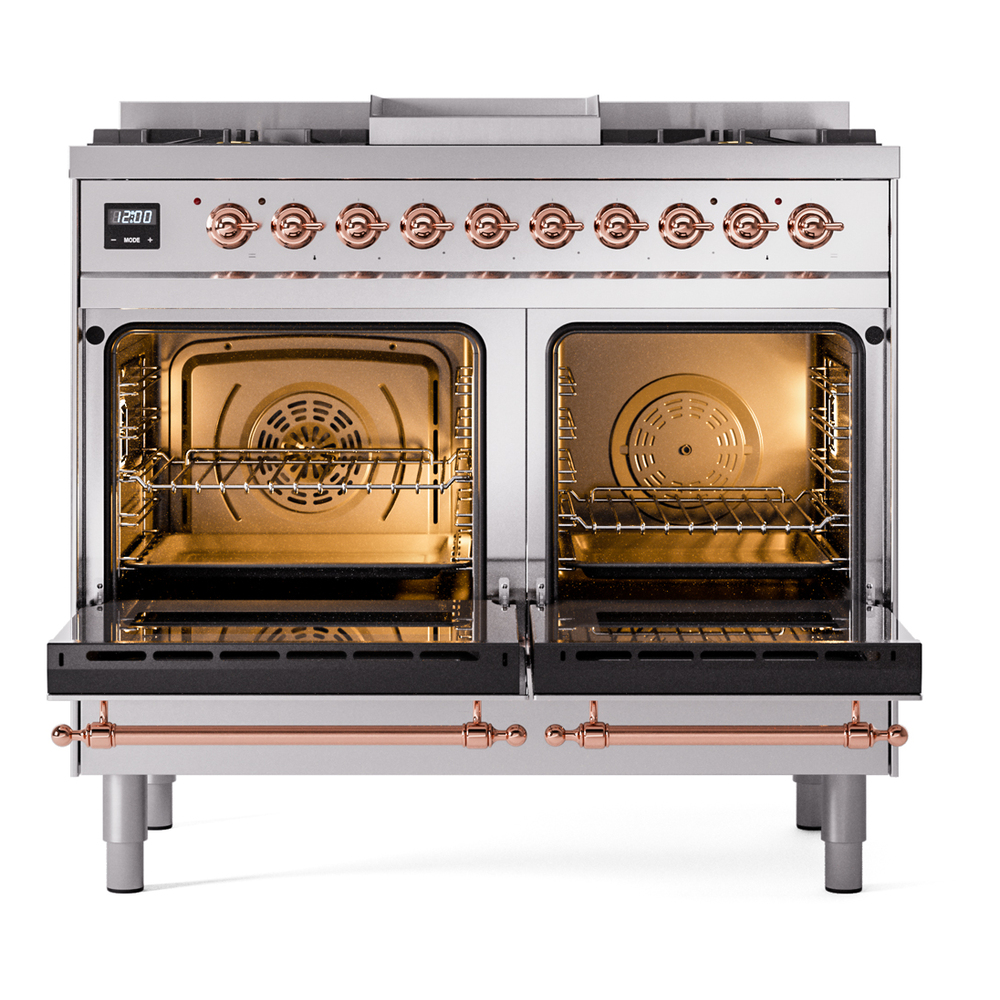ILVE UPD40FNMPSSP Nostalgie II 40" Dual Fuel Range, oven doors opened