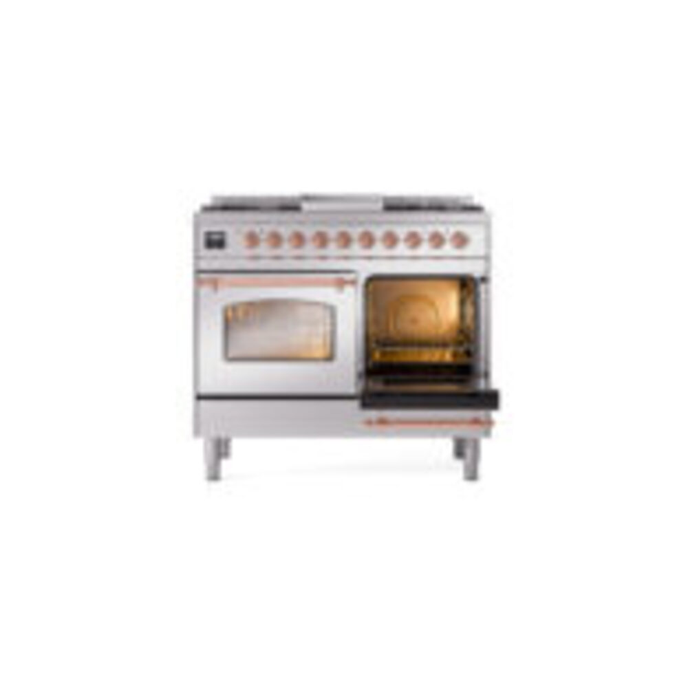 ILVE UPD40FNMPSSP Nostalgie II 40" Dual Fuel Range, side oven door opened