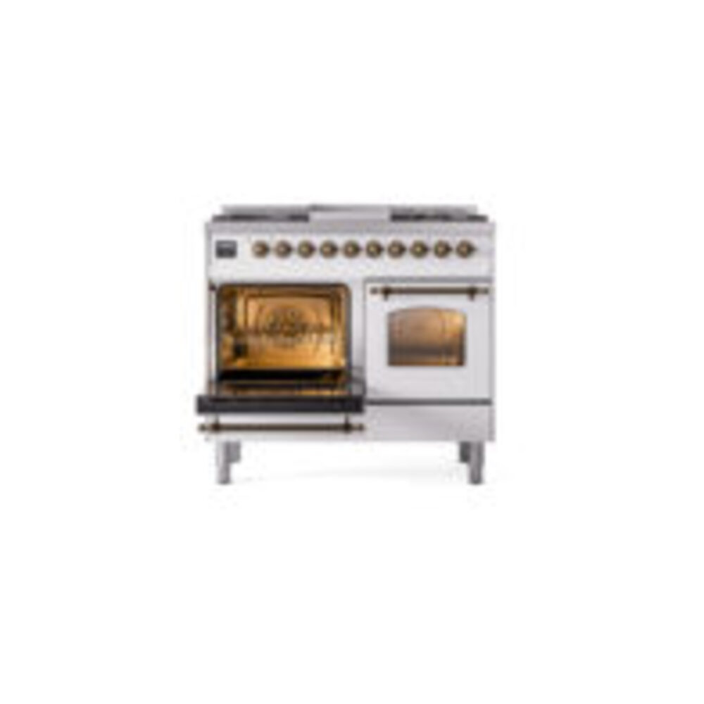 ILVE UPD40FNMPWHBLP Nostalgie II 40" Dual Fuel Range, main oven door opened