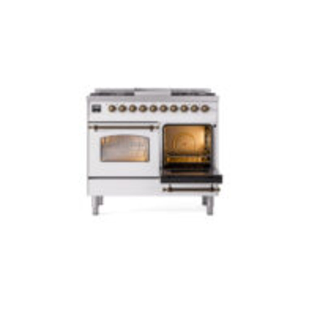 ILVE UPD40FNMPWHBLP Nostalgie II 40" Dual Fuel Range, side oven door opened