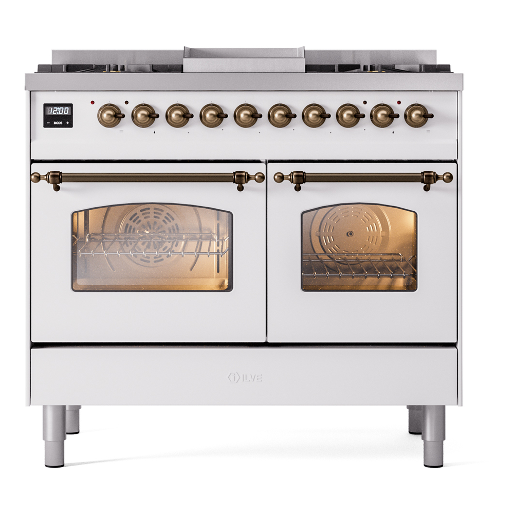 ILVE UPD40FNMPWHB Nostalgie II 40" Dual Fuel Range, front view