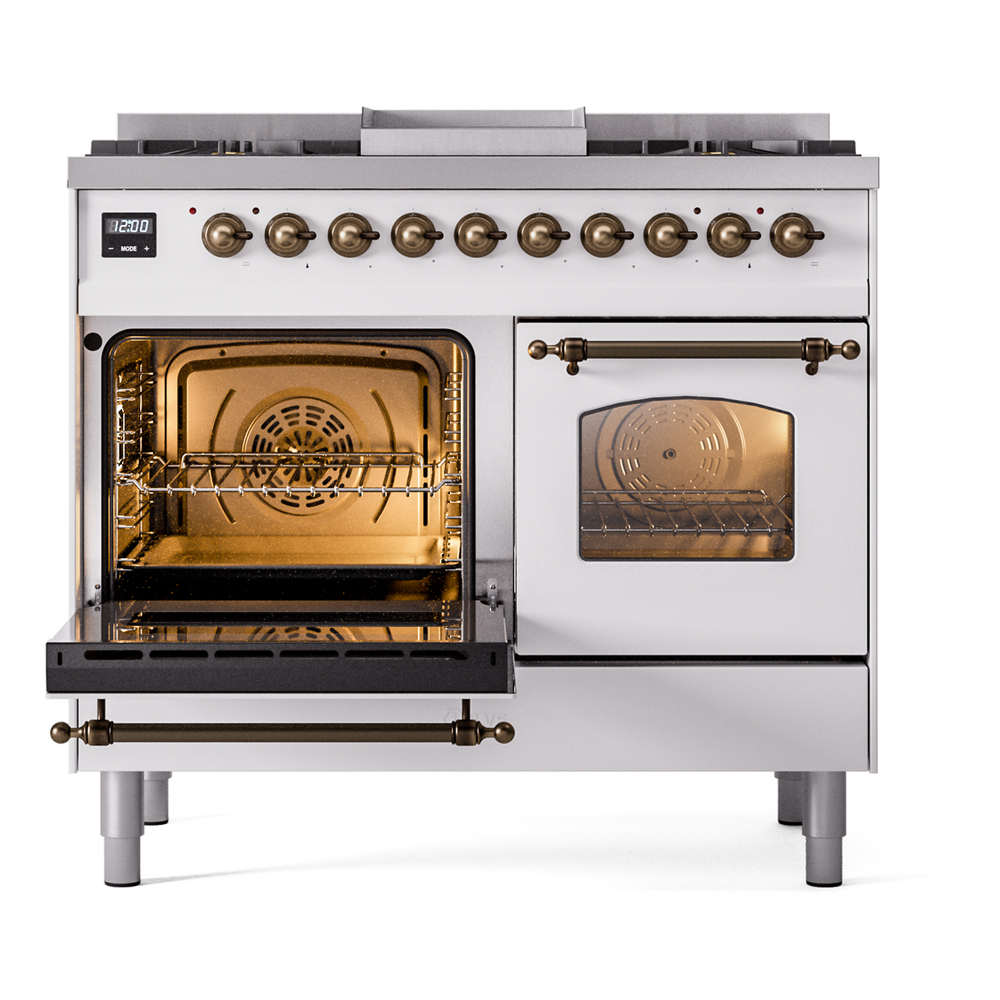 ILVE UPD40FNMPWHB Nostalgie II 40" Dual Fuel Range, main oven door opened