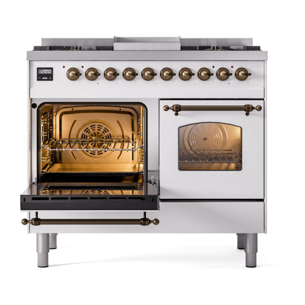 ILVE UPD40FNMPWHB Nostalgie II 40" Dual Fuel Range, main oven door opened