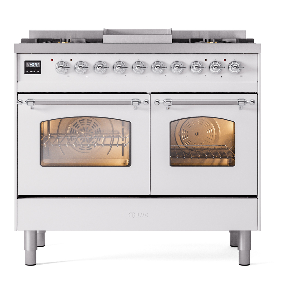 ILVE UPD40FNMPWHCLP Nostalgie II 40" Dual Fuel Range, front view