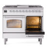 ILVE UPD40FNMPWHCLP Nostalgie II 40" Dual Fuel Range, side oven door opened