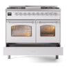 ILVE UPD40FNMPWHCLP Nostalgie II 40" Dual Fuel Range, drawer opened
