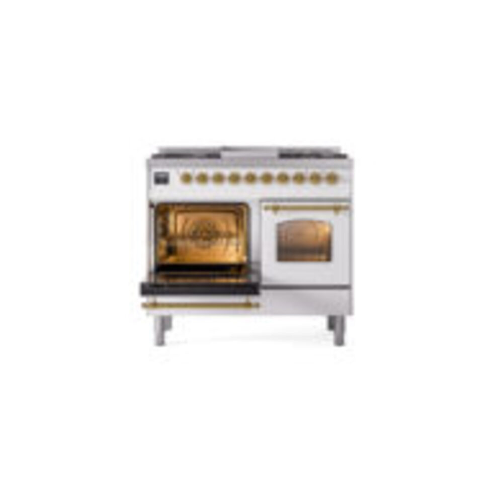 ILVE UPD40FNMPWHGLP Nostalgie II 40" Dual Fuel Range, main oven door opened