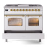 ILVE UPD40FNMPWHGLP Nostalgie II 40" Dual Fuel Range, drawer opened