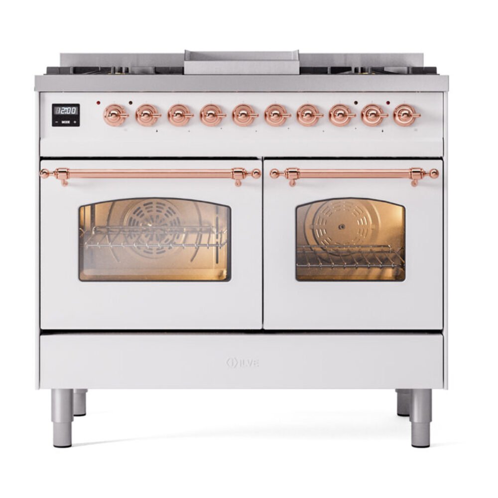 ILVE UPD40FNMPWHPLP Nostalgie II 40" Dual Fuel Range, front view