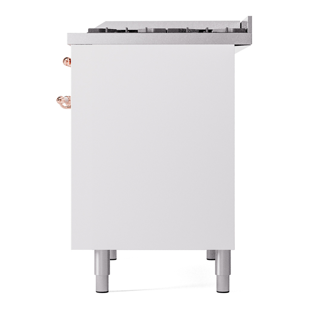 ILVE UPD40FNMPWHP Nostalgie II 40 inch Dual Fuel Range with Double Ovens, 6 Burners and Griddle (Natural Gas, Triple Glass Door, White, Copper) 13 ILVE UPD40FNMPWHP Nostalgie II 40" Dual Fuel Range, right side view