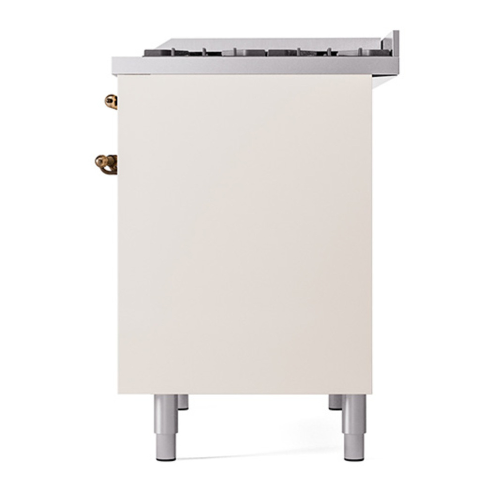ILVE UPD40FQNMPAWBLP Nostalgie II 40 inch Dual Fuel Range with Double Ovens, 6 Burners and Griddle (Liquid Propane, Solid Door, Antique White, Burnished) 8 ILVE UPD40FNMP Nostalgie II 40" Dual Fuel RangeILVE_UPD40FQNMPAWBLP_Nostalgie_II_Right_Angle