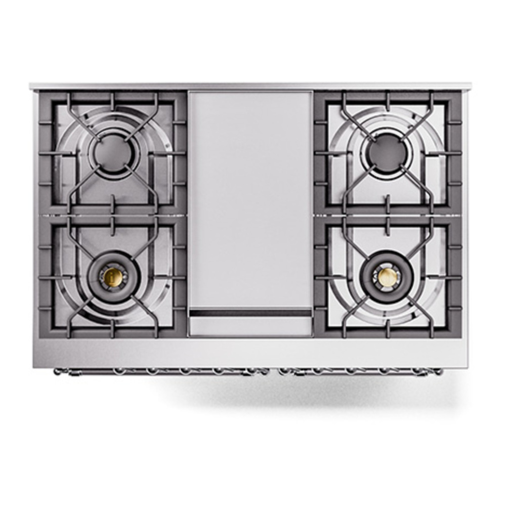 ILVE UPD40FQNMPBUC Nostalgie II 40 inch Dual Fuel Range with Double Ovens, 6 Burners and Griddle (Natural Gas, Solid Door, Burgundy, Chrome) 6 ILVE_UPD40FQNMPBUC_Nostalgie_II_top_view