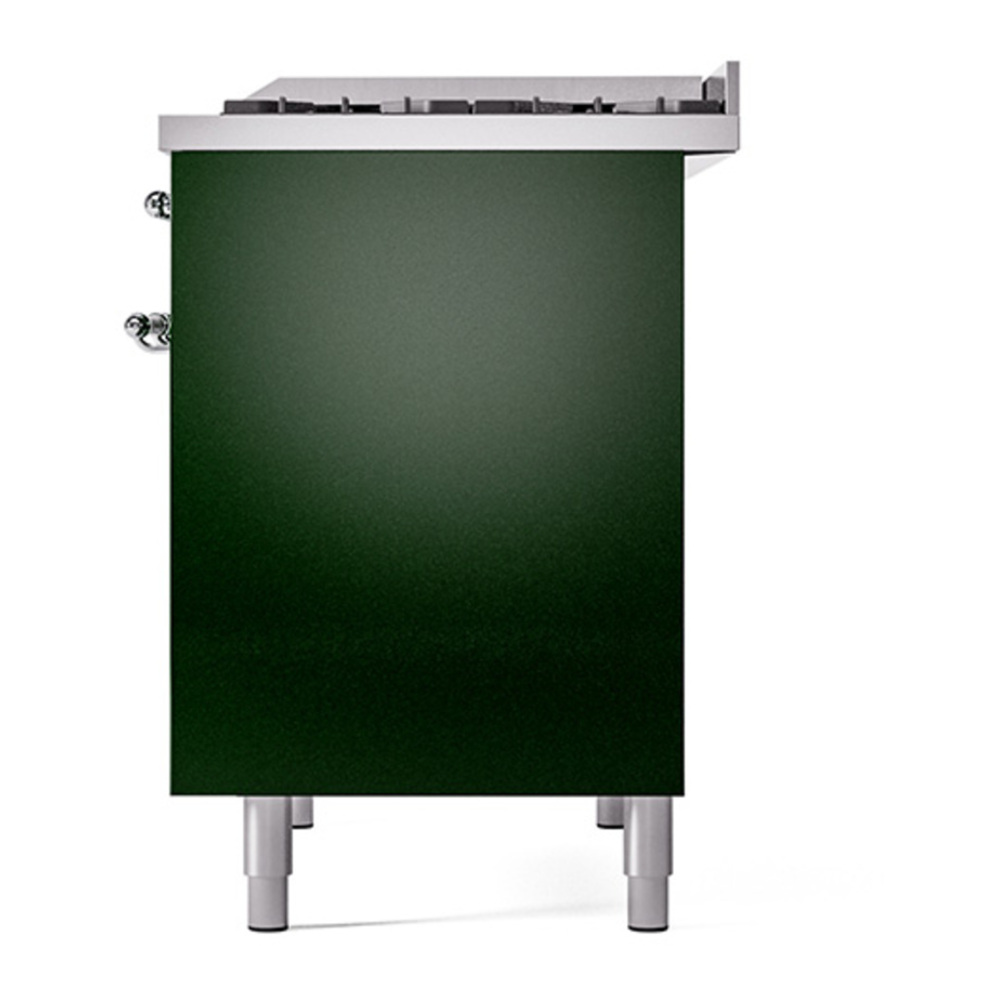 ILVE UPD40FQNMPEGCLP Nostalgie II 40 inch Dual Fuel Range with Double Ovens, 6 Burners and Griddle (Liquid Propane, Solid Door, Emerald Green, Chrome) 8 ILVE_UPD40FQNMPEGCLP_Nostalgie_II_Right_Angle