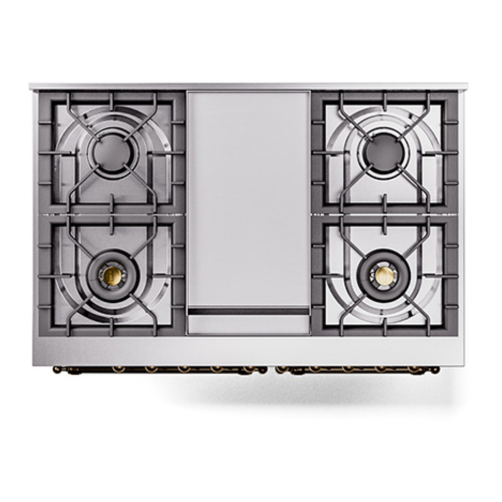 ILVE UPD40FQNMPMGCLP Nostalgie II 40 inch Dual Fuel Range with Double Ovens, 6 Burners and Griddle (Liquid Propane, Solid Door, Graphite Matte, Chrome) 6 ILVE_UPD40FQNMPMGCLP_Nostalgie_II_top_view