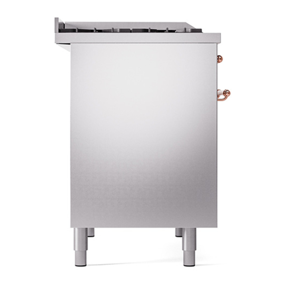 ILVE UPD40FQNMPSSP Nostalgie II 40 inch Dual Fuel Range with Double Ovens, 6 Burners and Griddle (Natural Gas, Solid Door, Stainless Steel, Copper) 7 ILVE_UPD40FQNMPSSP_Nostalgie_II_Left_Angle