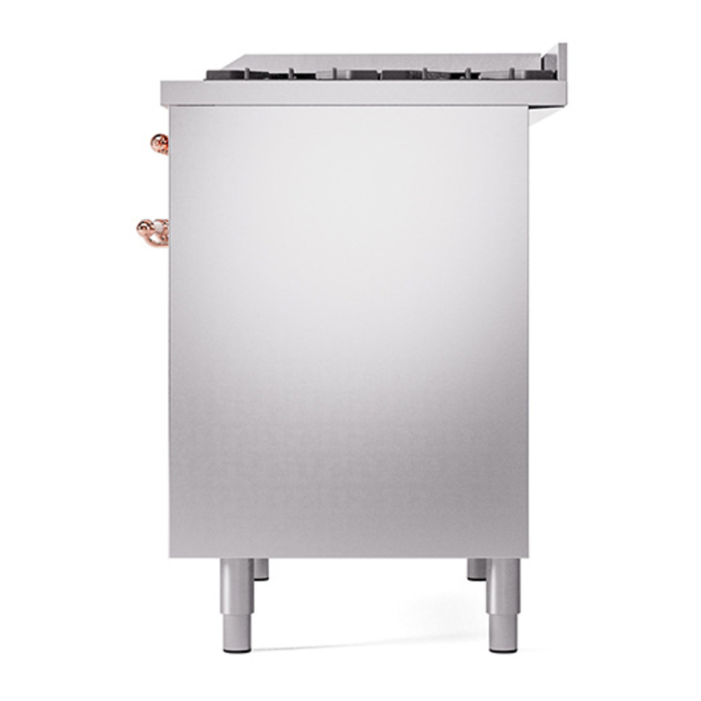 ILVE UPD40FQNMPSSP Nostalgie II 40 inch Dual Fuel Range with Double Ovens, 6 Burners and Griddle (Natural Gas, Solid Door, Stainless Steel, Copper) 8 ILVE_UPD40FQNMPSSP_Nostalgie_II_Right_Angle