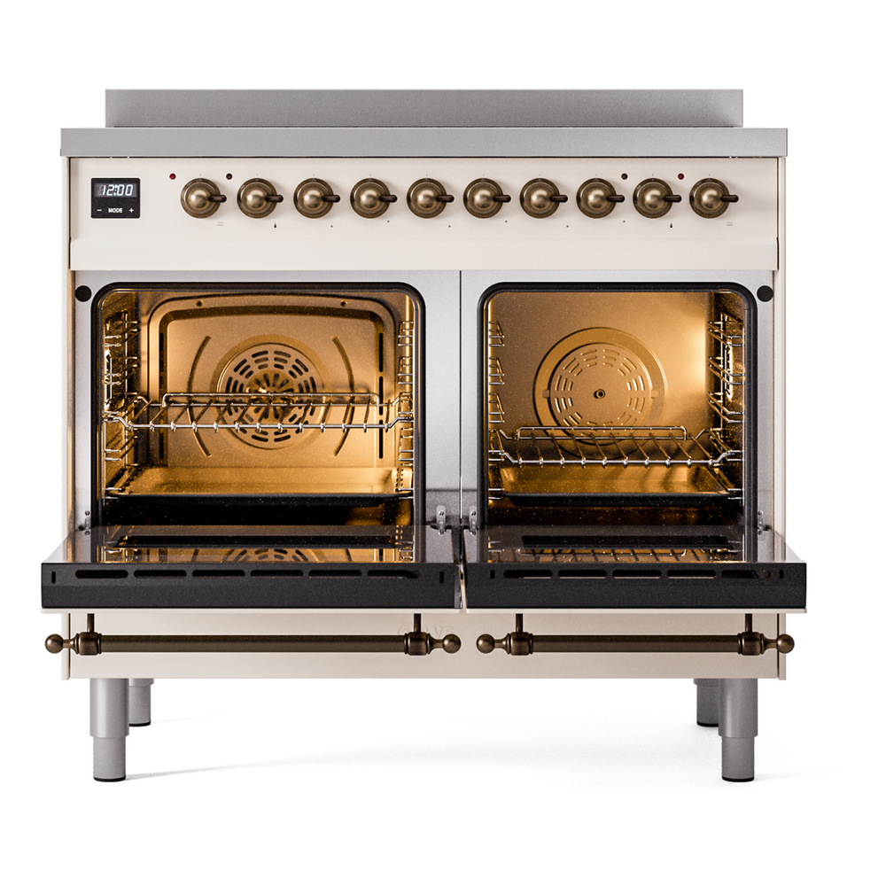 ILVE Nostalgie II 40" UPDI406NMPAWB Induction Range, oven doors opened