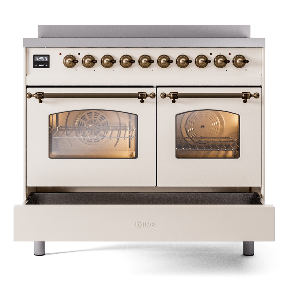 ILVE Nostalgie II 40" UPDI406NMPAWB Induction Range, drawer opened