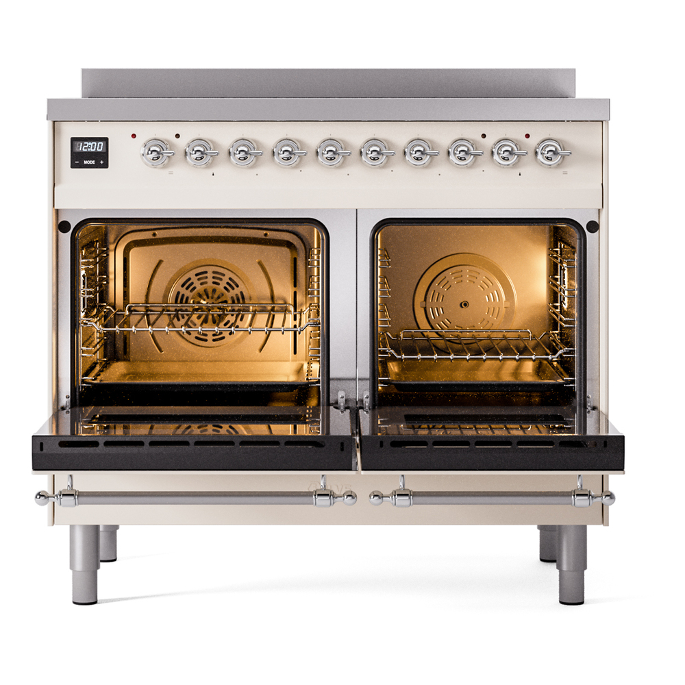 ILVE Nostalgie II 40" UPDI406NMPAWC Induction Range, oven doors opened