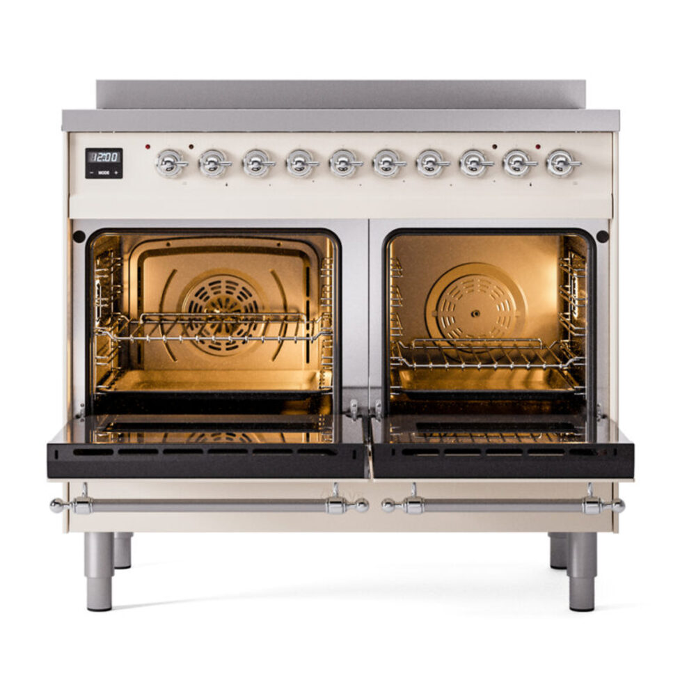 ILVE Nostalgie II 40" UPDI406NMPAWC Induction Range, oven doors opened
